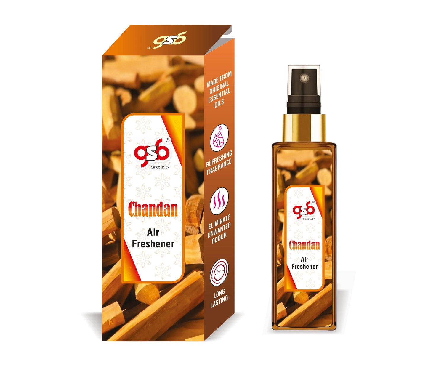 GSB Chandan Air Freshener For Fragrance at Home and Office | For Relieve Stress, Anxiety & Depression | Natural Room Spray | Long-lasting fragrance