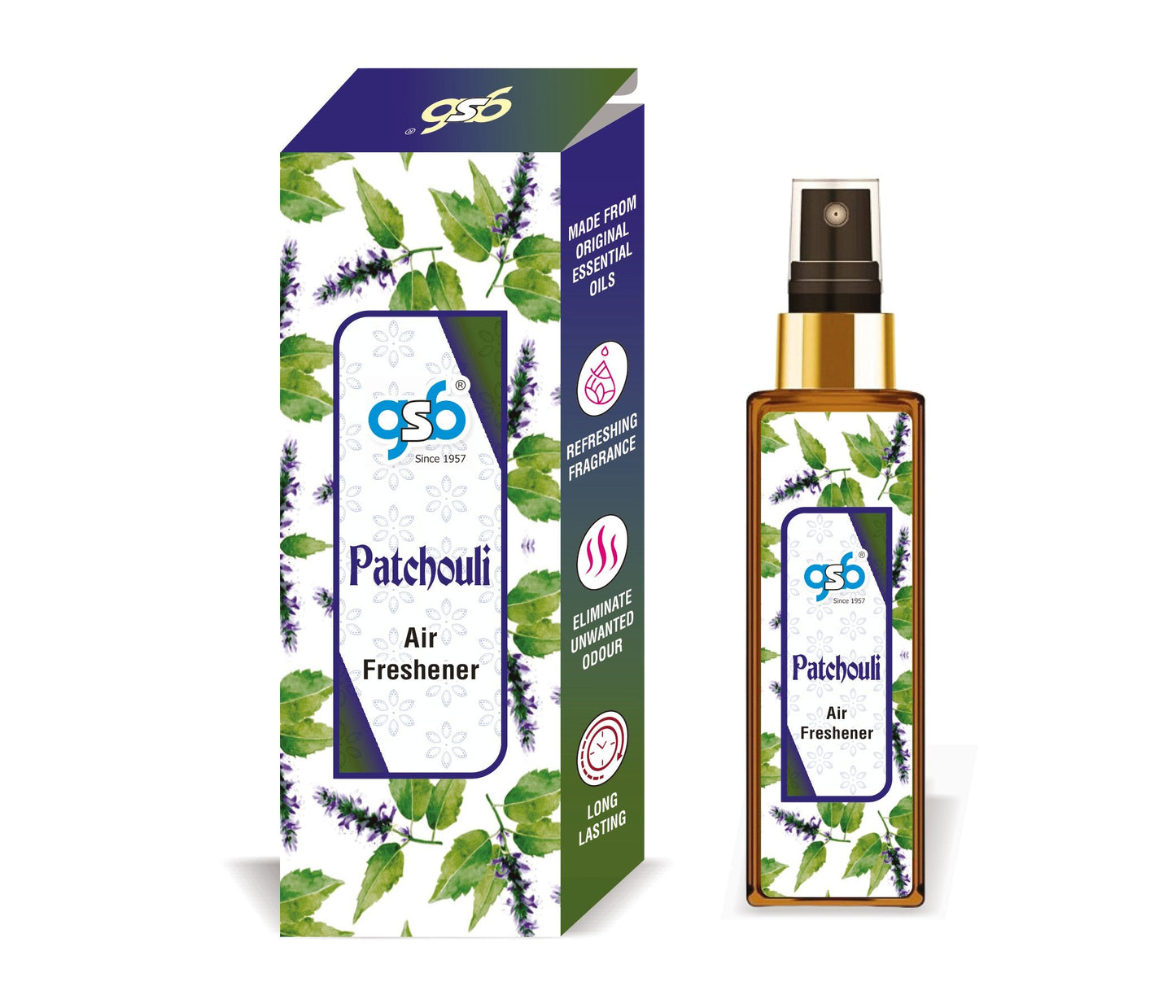 GSB Patchouli Air Freshener For Fragrance at Home and Office | For Relieve Stress, Anxiety & Depression | Natural Room Spray | Long-lasting fragrance