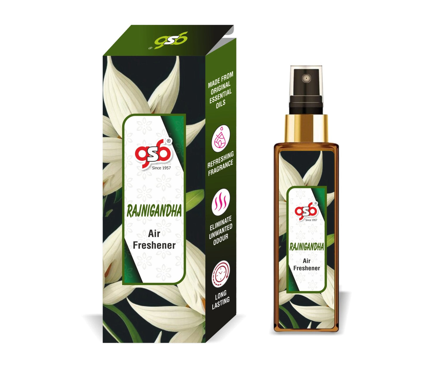 GSB Rajnigandha Air Freshener For Fragrance at Home and Office | For Relieve Stress, Anxiety & Depression | Natural Room Spray | Long-lasting fragrance