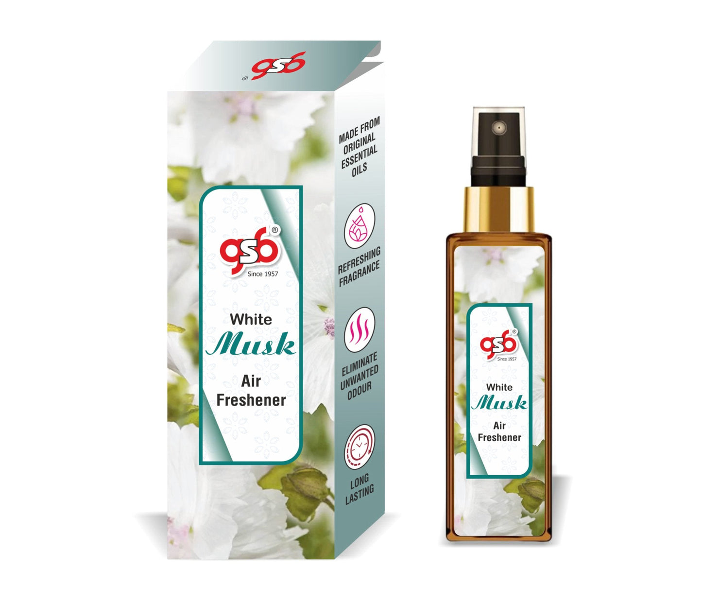 GSB Whitemusk Air Freshener For Fragrance at Home and Office | For Relieve Stress, Anxiety & Depression | Natural Room Spray | Long-lasting fragrance