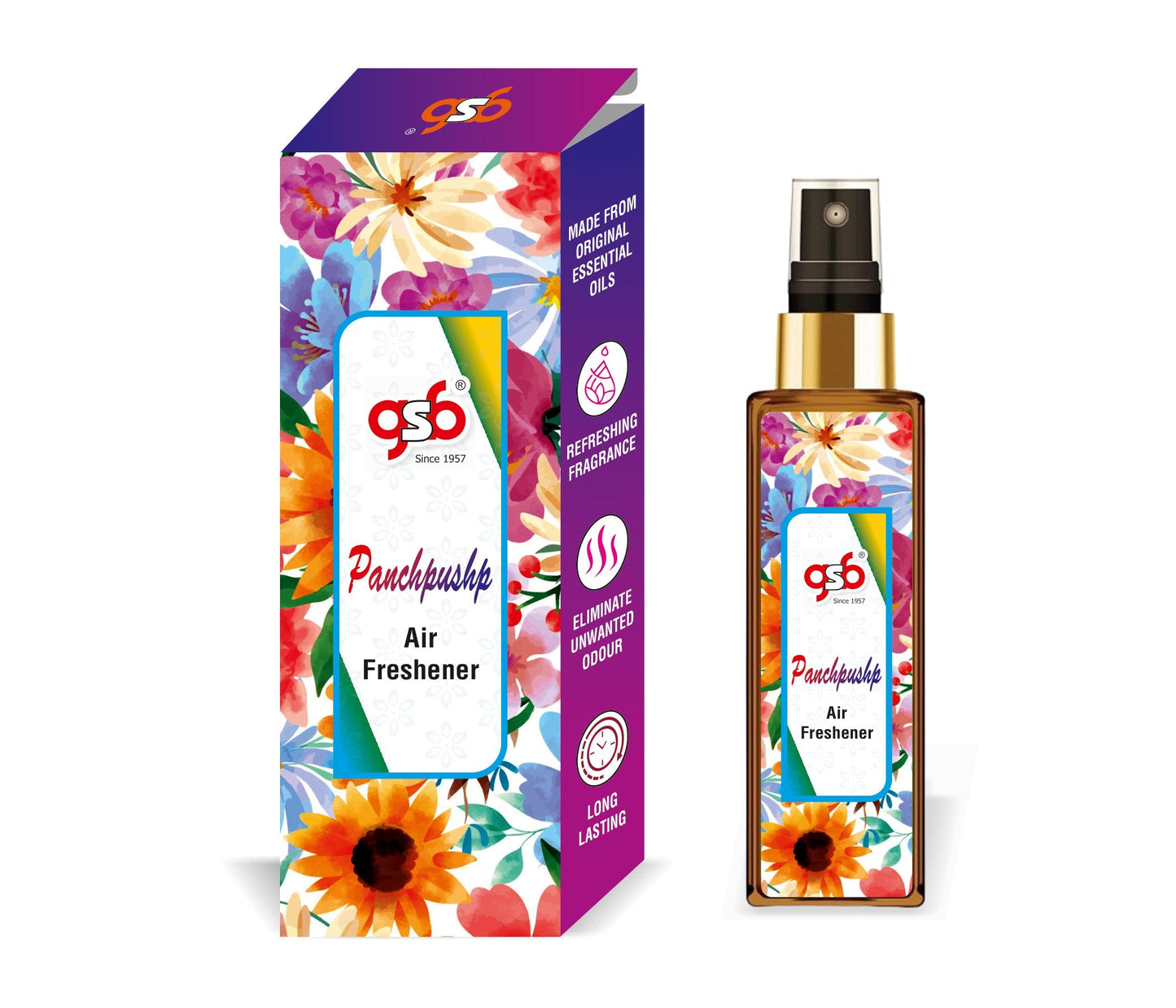 GSB Panchpushp Air Freshener For Fragrance at Home and Office | For Relieve Stress, Anxiety & Depression | Natural Room Spray | Long-lasting fragrance