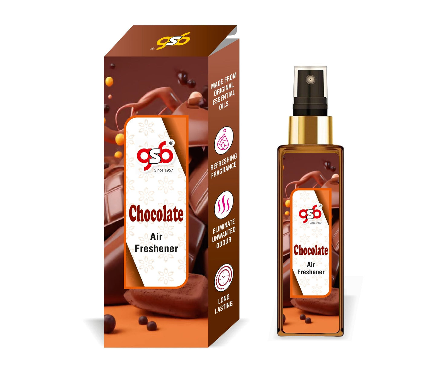 GSB Chocolate Air Freshener For Fragrance at Home and Office | For Relieve Stress, Anxiety & Depression | Natural Room Spray | Long-lasting fragrance