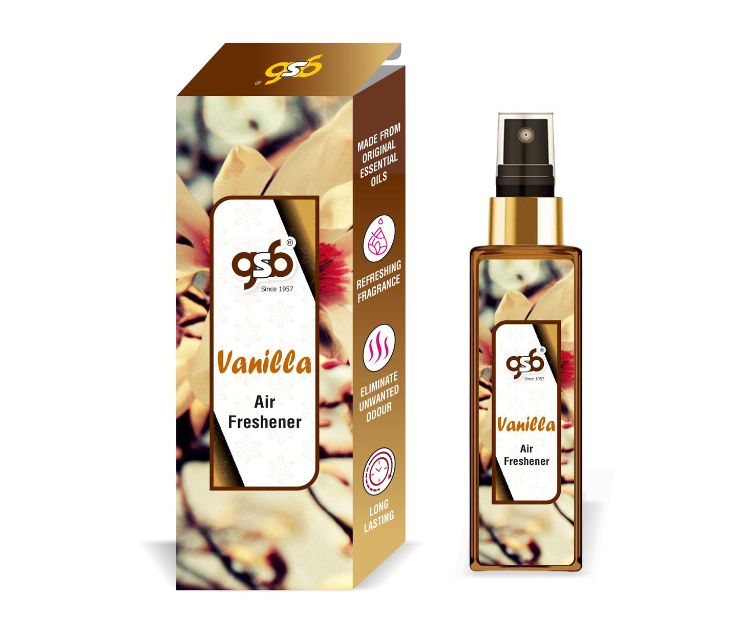 GSB Vanilla Air Freshener For Fragrance at Home and Office | For Relieve Stress, Anxiety & Depression | Natural Room Spray | Long-lasting fragrance