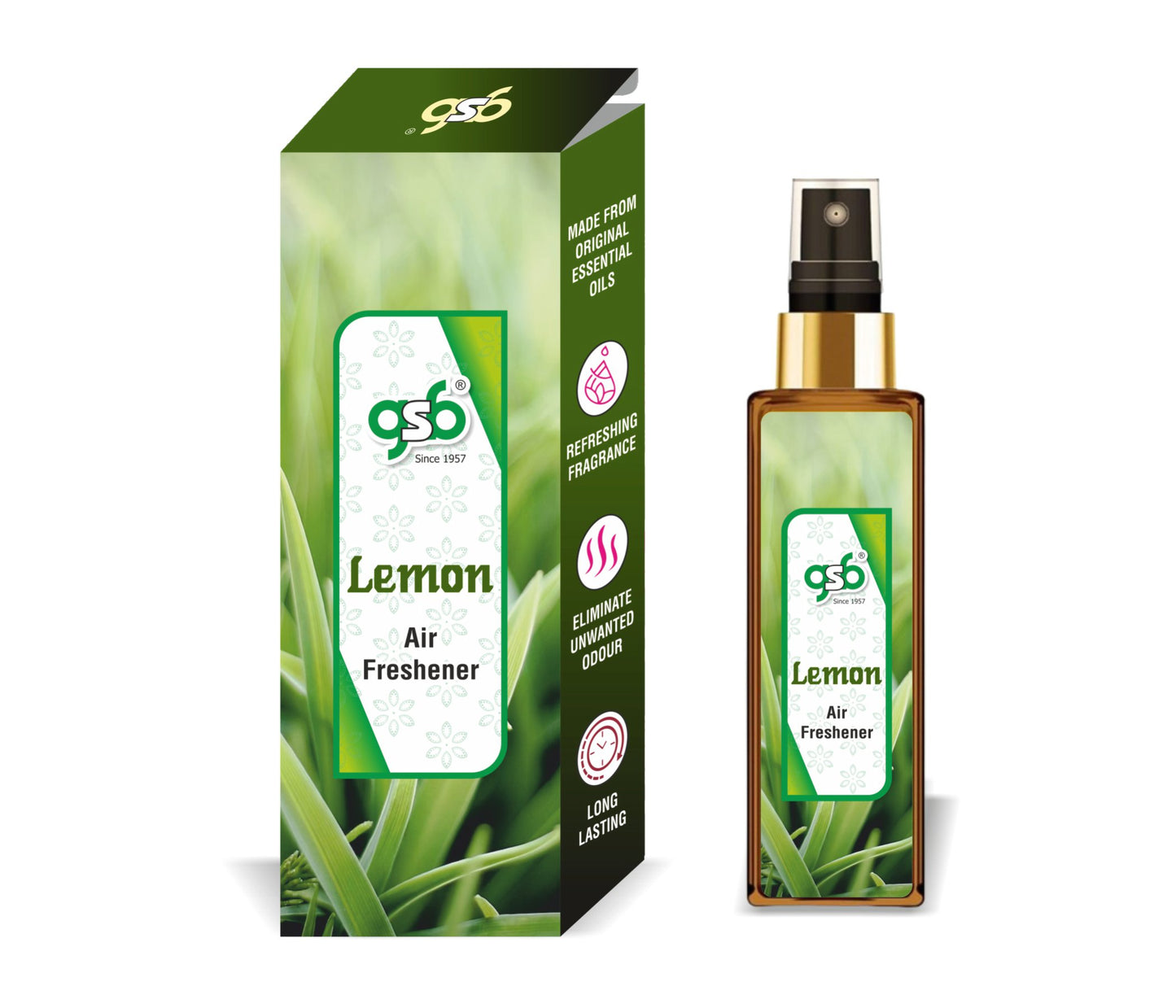 GSB Lemon Air Freshener For Fragrance at Home and Office | For Relieve Stress, Anxiety & Depression | Natural Room Spray | Long-lasting fragrance