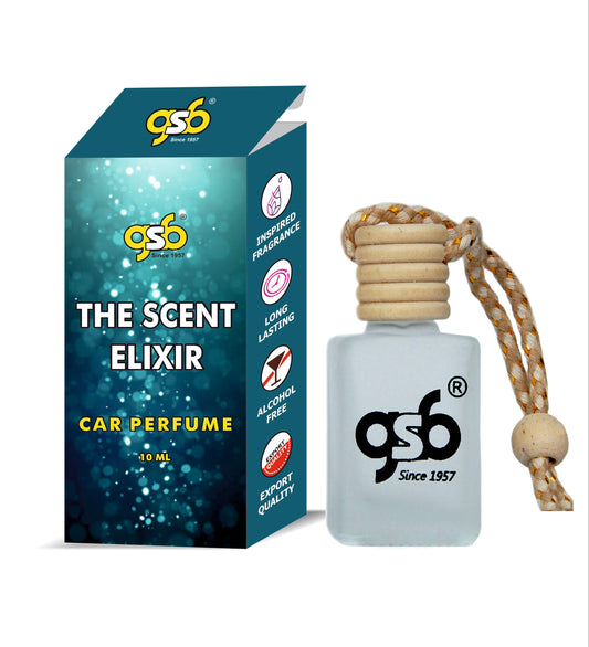 GSB The Scent Elixir Hanging Car Air Freshener Inspired From Ross The Scent Elixir | Natural Fragrance In Glass Bottle With Wooden Diffuser Lid | 10 Ml