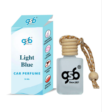 GSB Light Blue Hanging Car Air Freshener Inspired From Light Blue Dloce Gbbana | Natural Fragrance In Glass Bottle With Wooden Diffuser Lid | 10 Ml