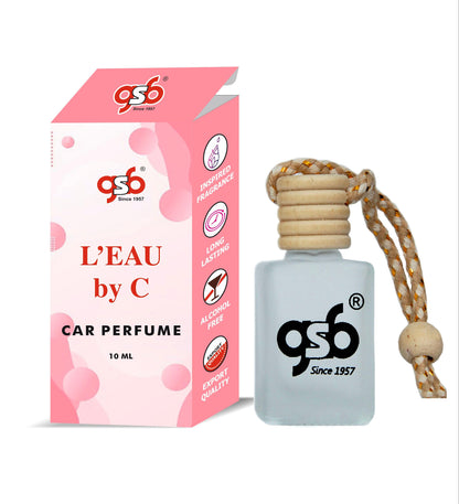 GSB L' Eau Hanging Car Air Freshener Inspired From L' Eau Chneal | Natural Fragrance In Glass Bottle With Wooden Diffuser Lid | 10 Ml