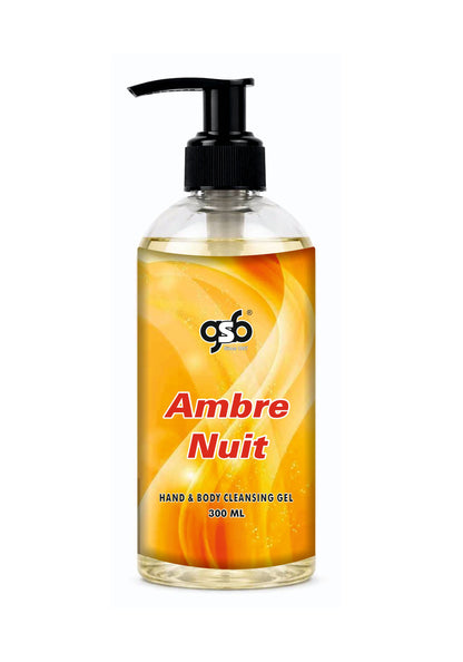 GSB Ambre Nuit Hand And Body Cleansing Gel Inspired From Doir Ambre Nuit | Luxury Body Wash & Shower Gel With Long Lasting Aroma | No Parabens & Silicones | 300 ml