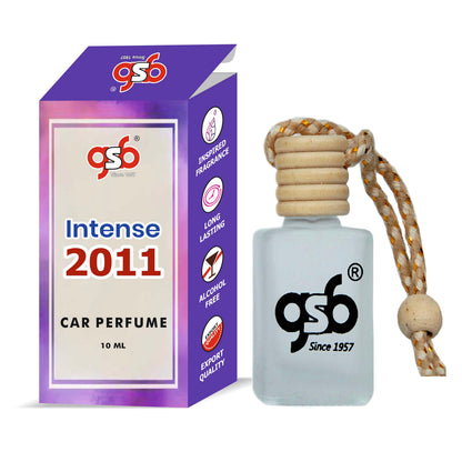 GSB Intense 2011 Hanging Car Air Freshener Inspired From Doir Homme Intense 2011 | Natural Fragrance In Glass Bottle With Wooden Diffuser Lid | 10 Ml