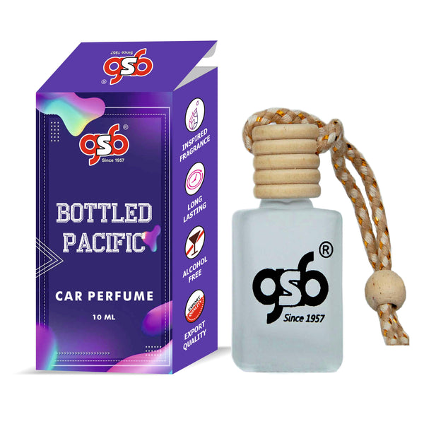 GSB Bottled Pacific Hanging Car Air Freshener Inspired From Huge Boss Bottled Pacific | Natural Fragrance In Glass Bottle With Wooden Diffuser Lid | 10 Ml
