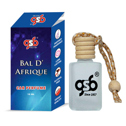 GSB Bal D Afrique Hanging Car Air Freshener Inspired From Bydero Bal D'Afrique | Natural Fragrance In Glass Bottle With Wooden Diffuser Lid | 10 Ml