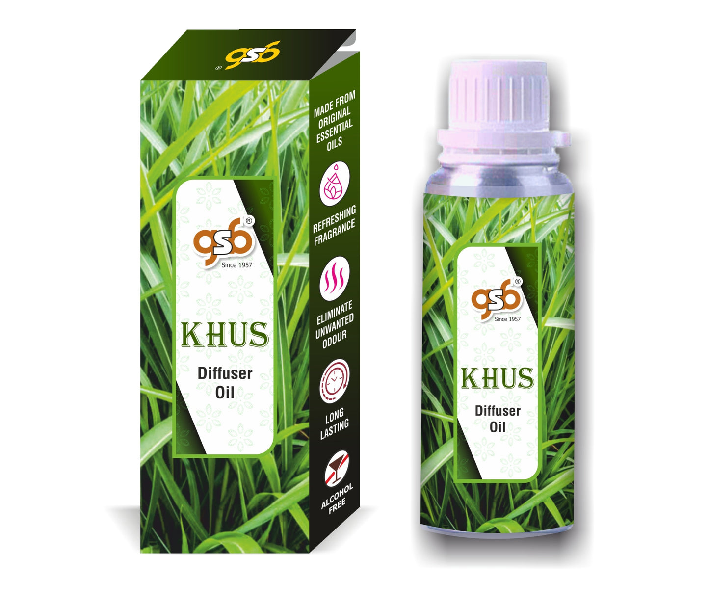 GSB Khus Diffuser Oil | Used In Reed Diffuser, Candle Burner, Electric Diffuser, Humidifiers and Air Revitalizer | Aromatherapy Oil