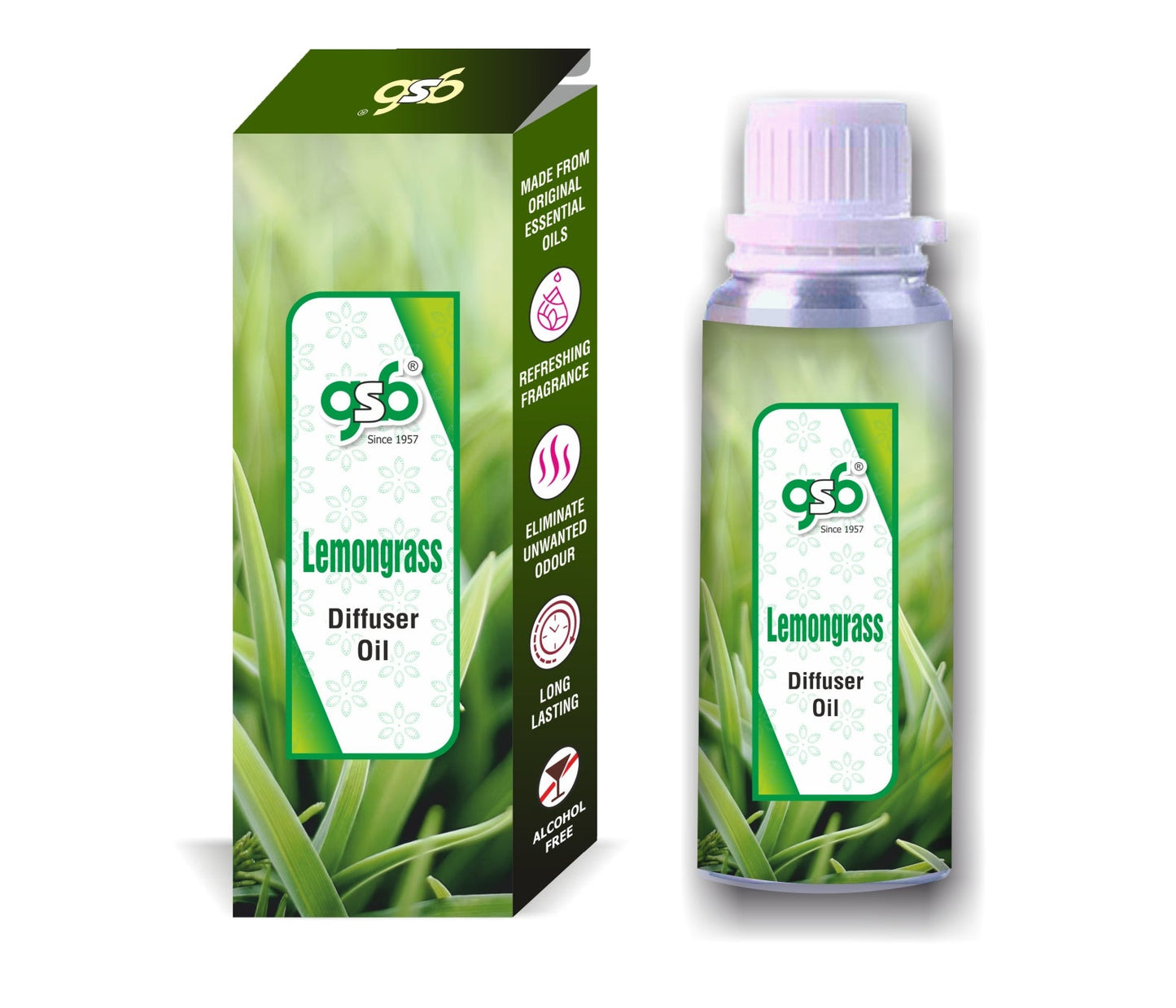 GSB Lemongrass Diffuser Oil | Used In Reed Diffuser, Candle Burner, Electric Diffuser, Humidifiers and Air Revitalizer | Aromatherapy Oil