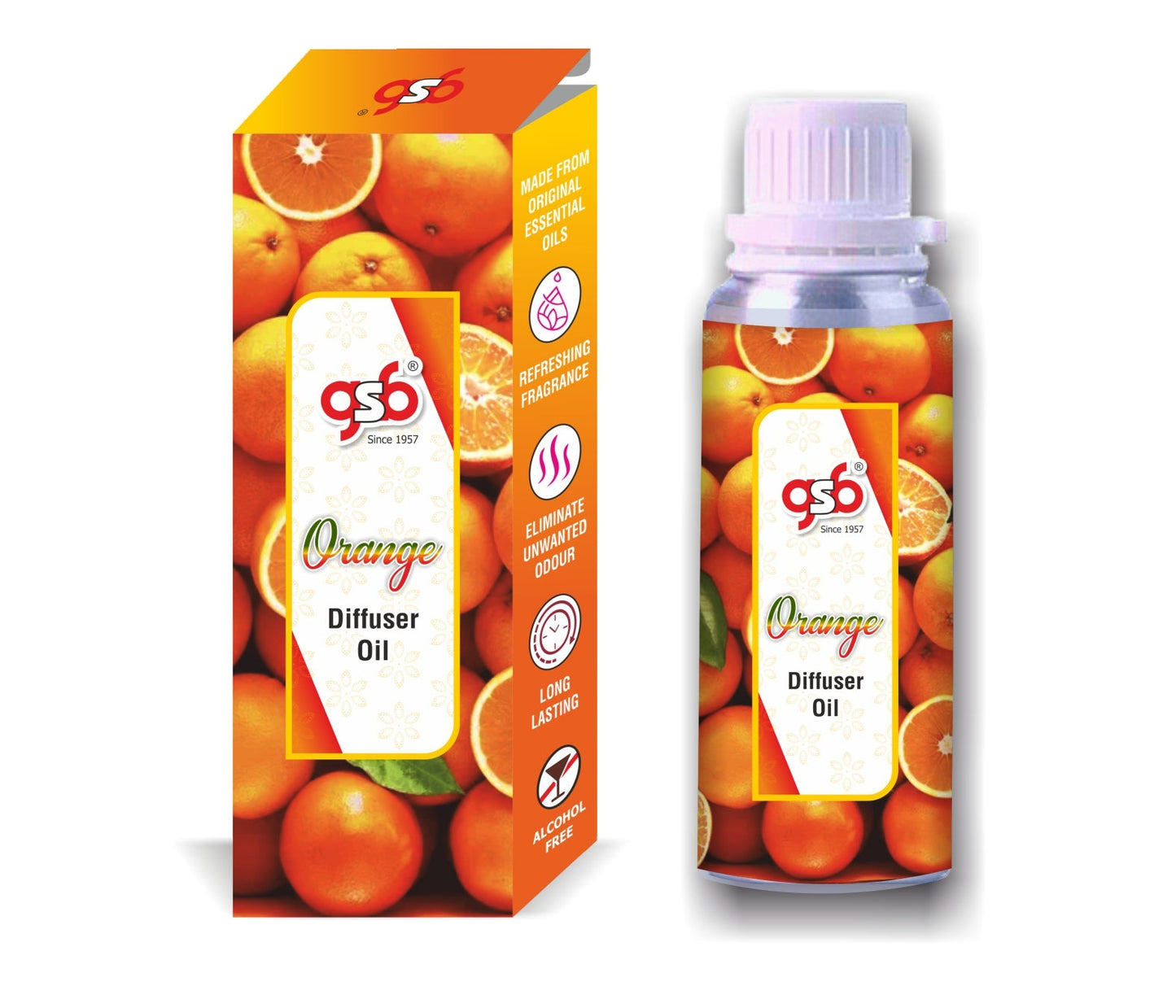 GSB Orange Diffuser Oil | Used In Reed Diffuser, Candle Burner, Electric Diffuser, Humidifiers and Air Revitalizer | Aromatherapy Oil