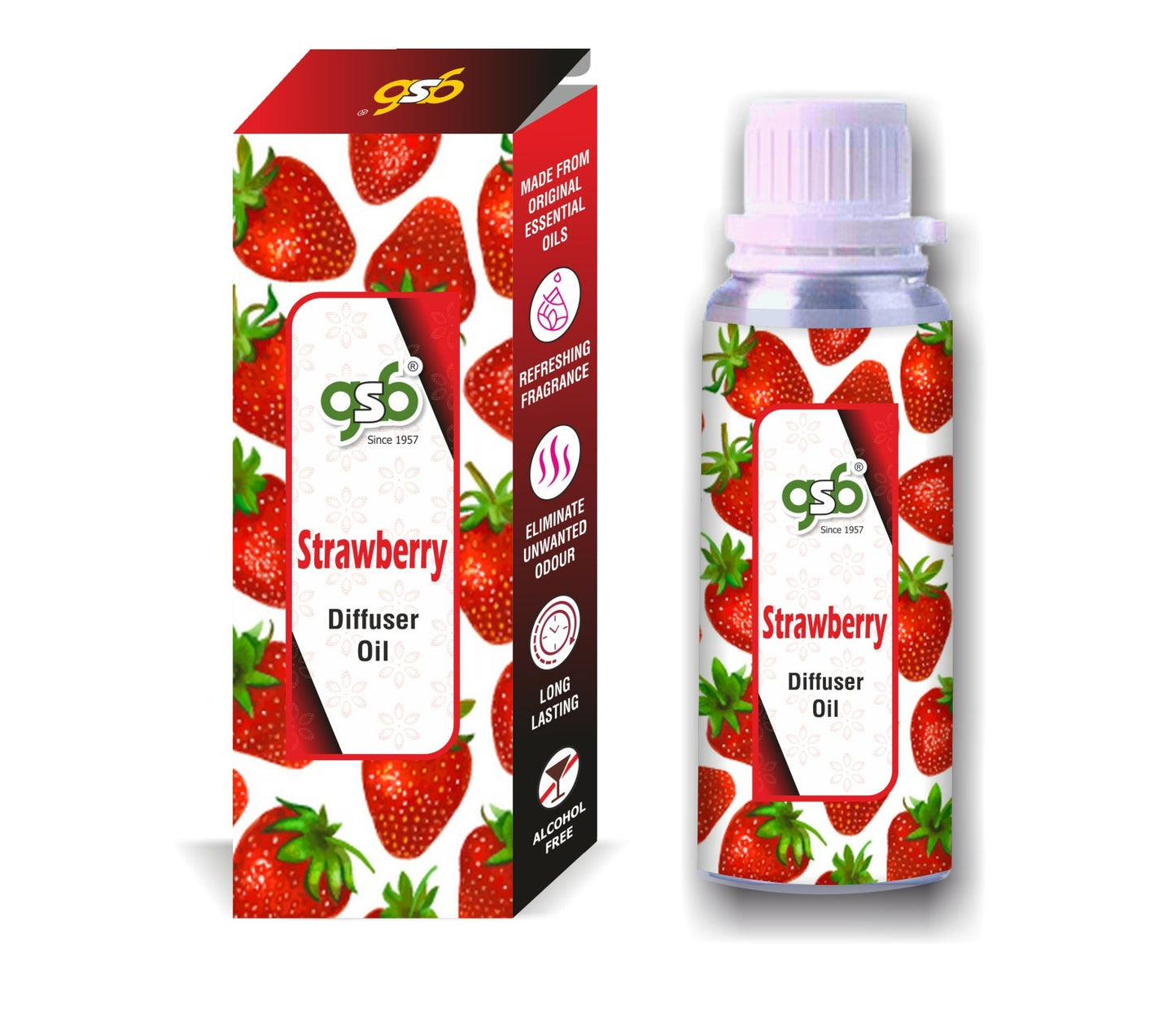 GSB Strawberry Diffuser Oil | Used In Reed Diffuser, Candle Burner, Electric Diffuser, Humidifiers and Air Revitalizer | Aromatherapy Oil