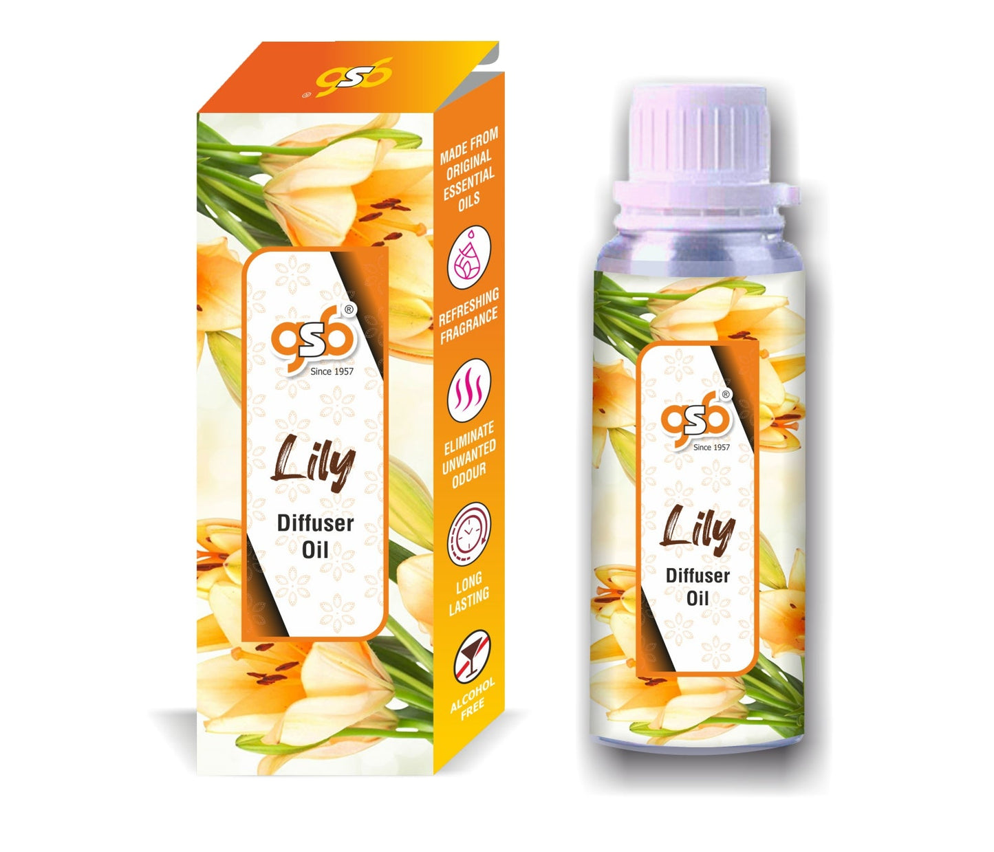 GSB Lily Diffuser Oil | Used In Reed Diffuser, Candle Burner, Electric Diffuser, Humidifiers and Air Revitalizer | Aromatherapy Oil