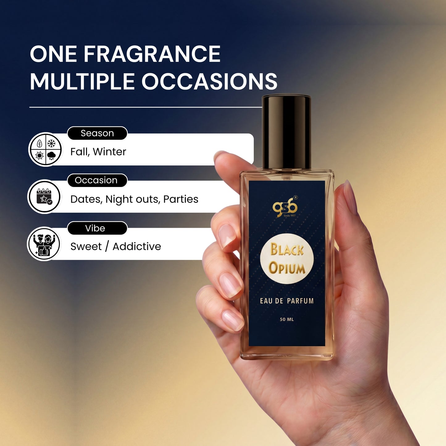 GSB Black Opium Eau De Parfum Inspired From Black Opium Ysl | Clone Fragrance | Designer EDP Spray For Men & Women | Long Lasting