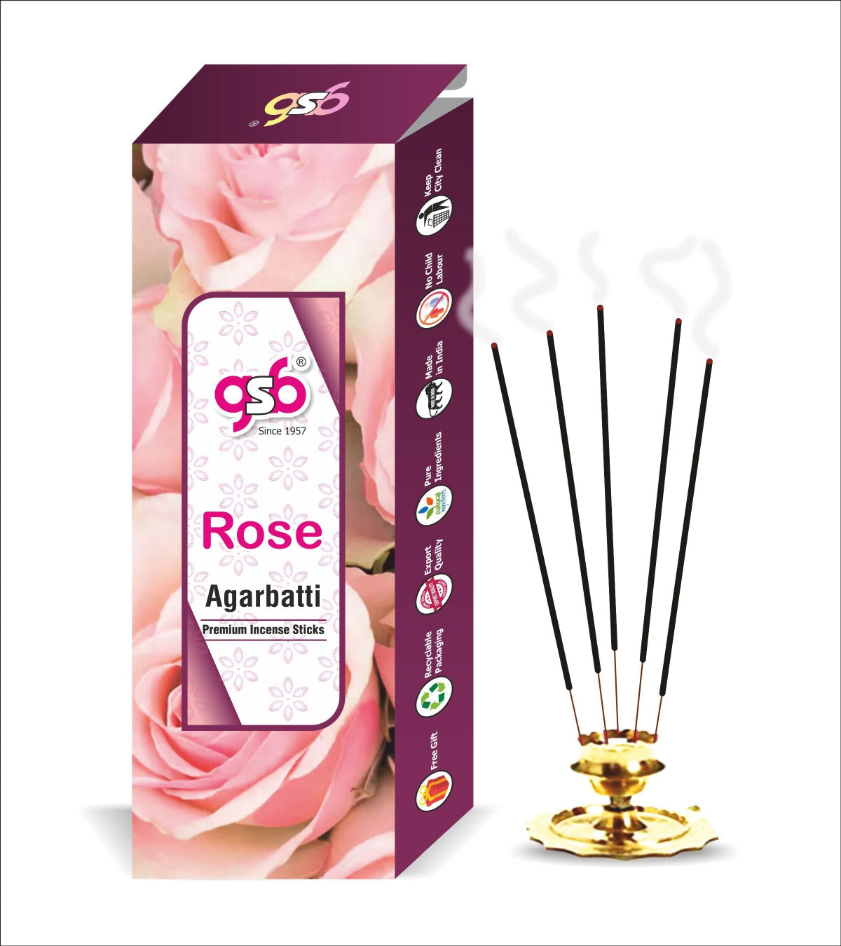 GSB Rose Premium Incense Sticks | Agarbatti | Made with Natural Essential Oil