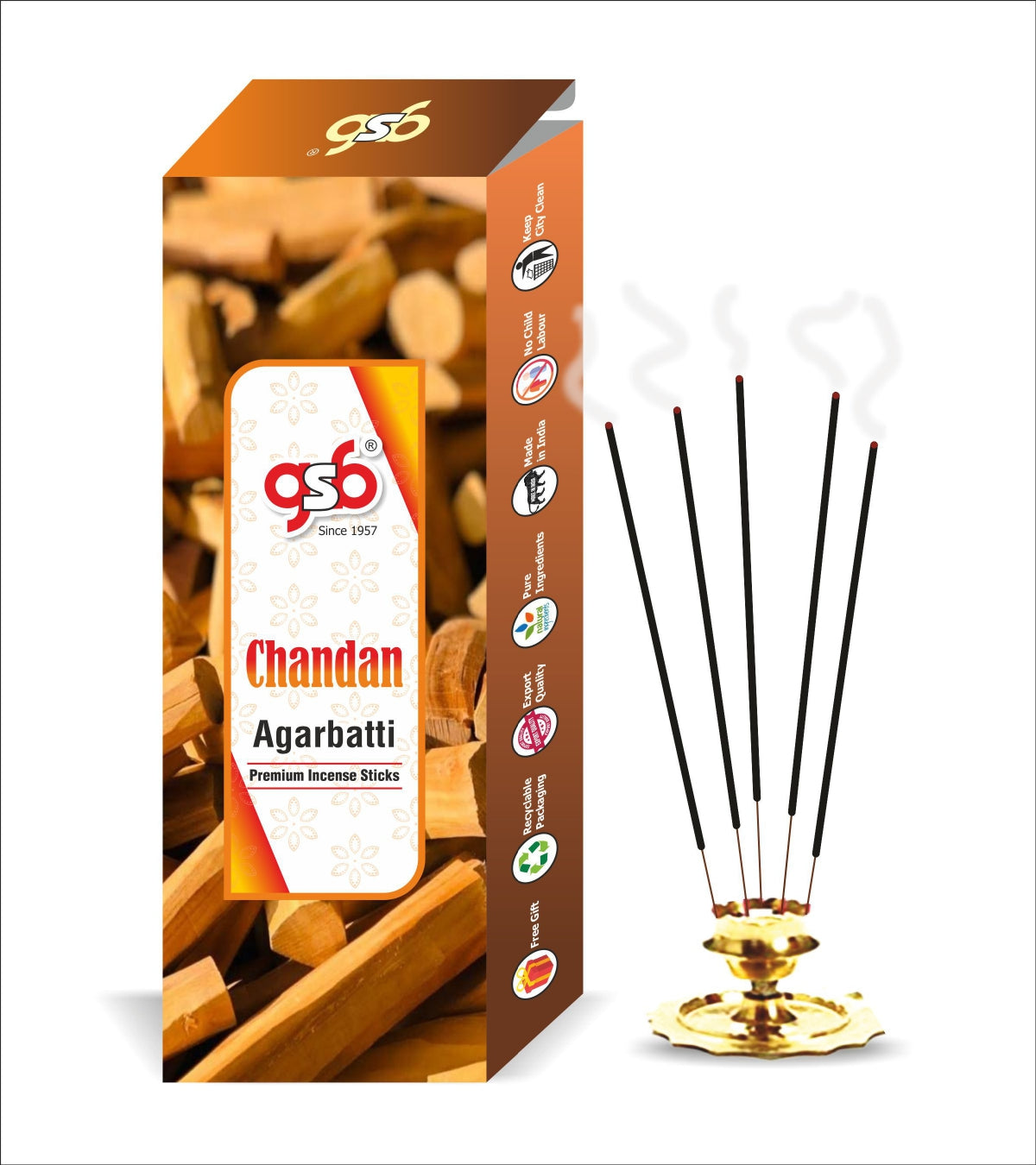 GSB Chandan Premium Incense Sticks | Agarbatti | Made with Natural Essential Oil