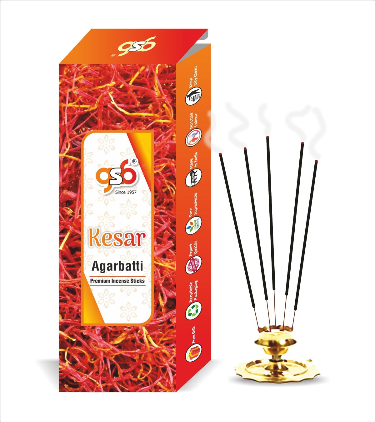 GSB Kesar Premium Incense Sticks | Agarbatti | Made with Natural Essential Oil