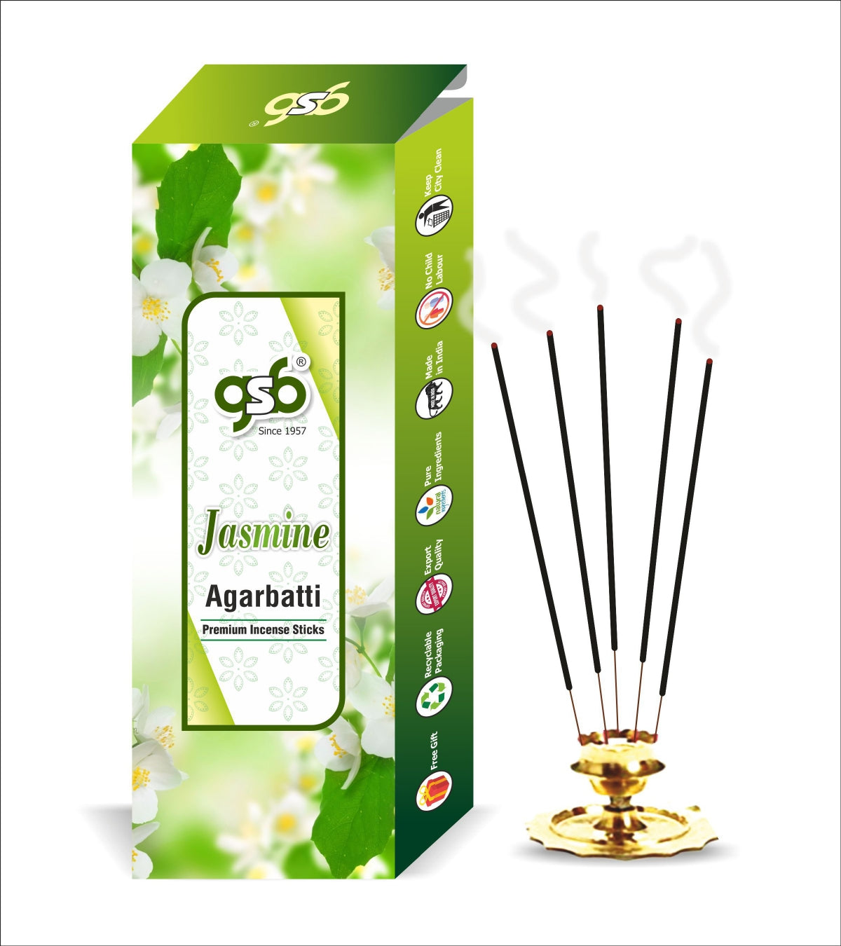 GSB Jasmine Premium Incense Sticks | Agarbatti | Made with Natural Essential Oil