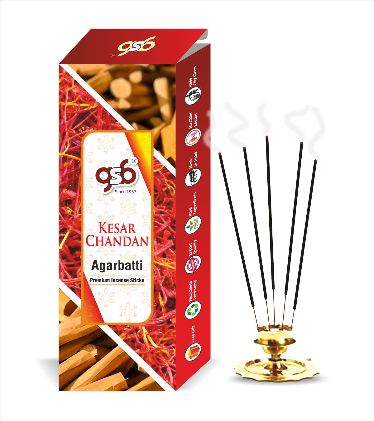 GSB Kesar Chandan Premium Incense Sticks | Agarbatti | Made with Natural Essential Oil