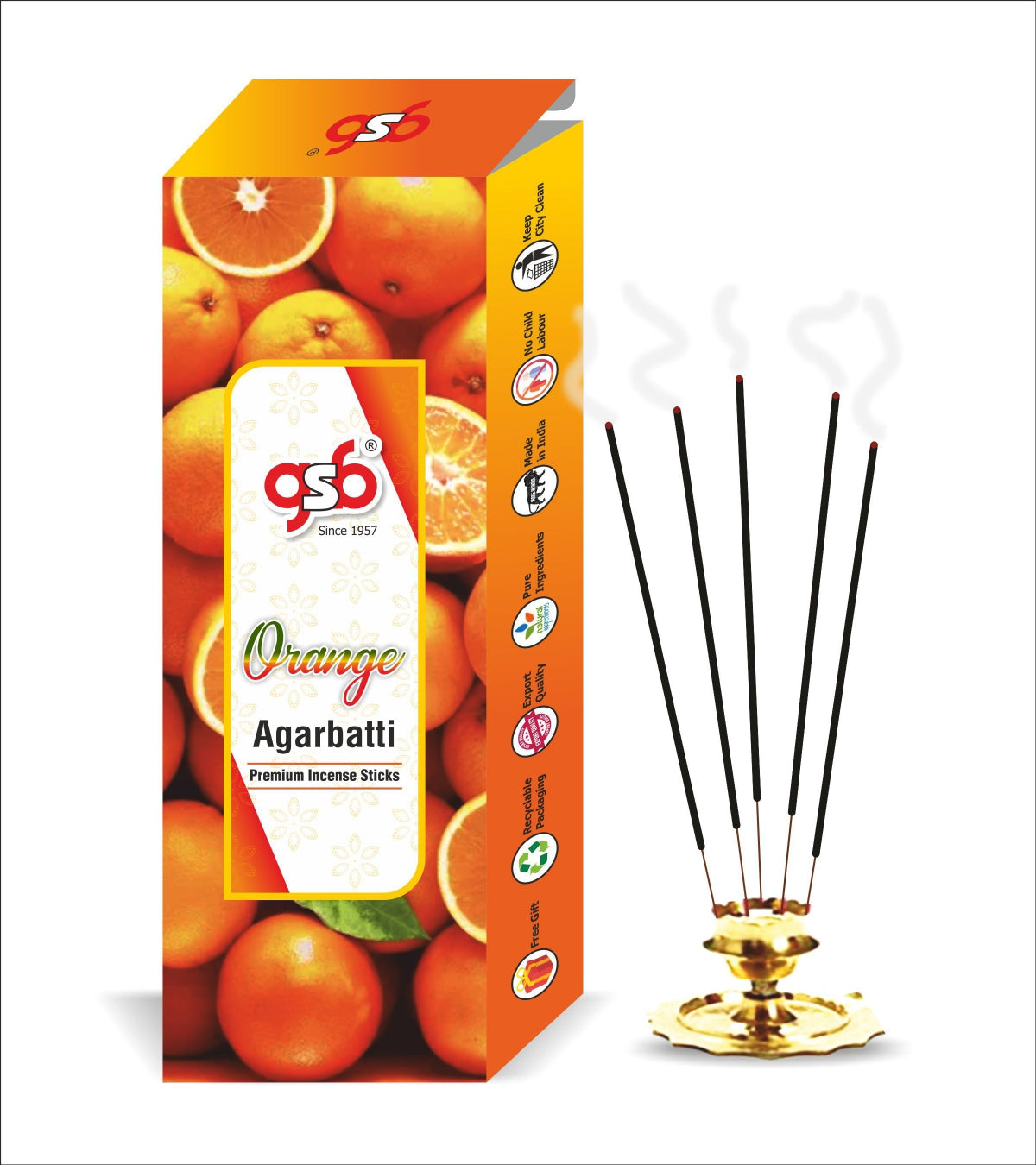 GSB Orange Premium Incense Sticks | Agarbatti | Made with Natural Essential Oil