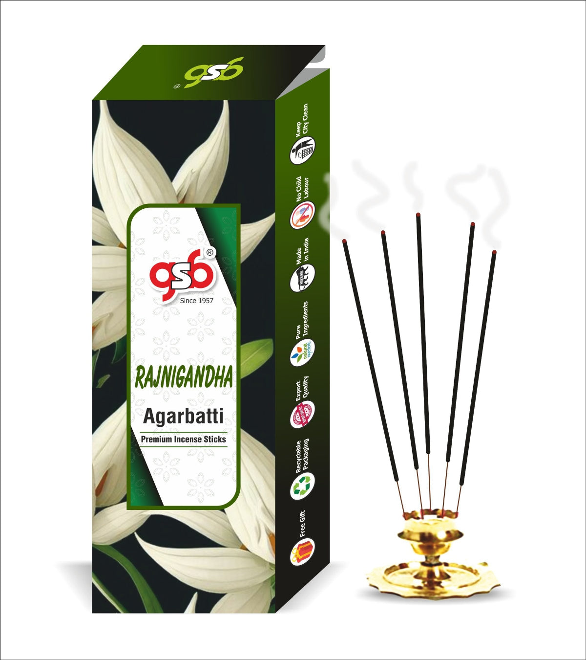 GSB Rajnigandha Premium Incense Sticks | Agarbatti | Made with Natural Essential Oil