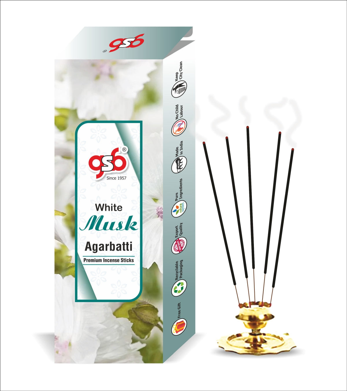 GSB White Musk Premium Incense Sticks | Agarbatti | Made with Natural Essential Oil