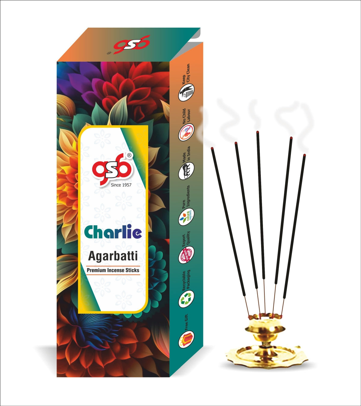 GSB Charlie Premium Incense Sticks | Agarbatti | Made with Natural Essential Oil