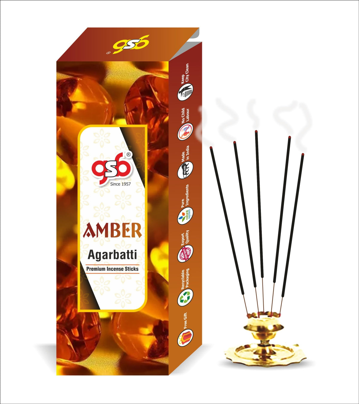 GSB Amber Premium Incense Sticks | Agarbatti | Made with Natural Essential Oil