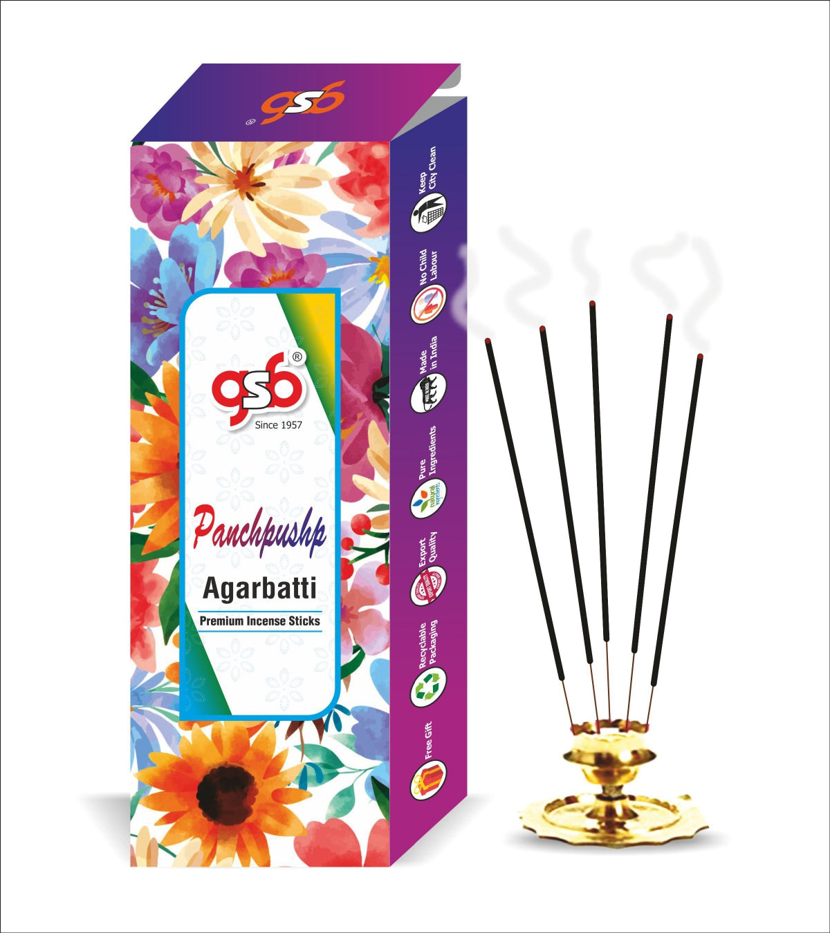 GSB Panchpushp Premium Incense Sticks | Agarbatti | Made with Natural Essential Oil