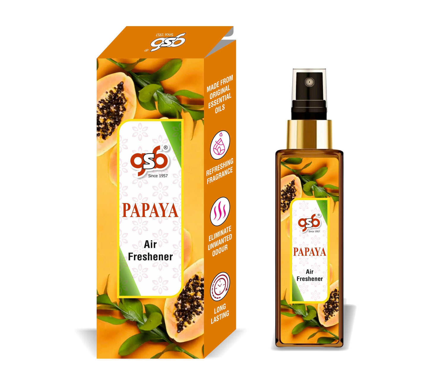 GSB Papaya Air Freshener For Fragrance at Home and Office | For Relieve Stress, Anxiety & Depression | Natural Room Spray | Long-lasting fragrance