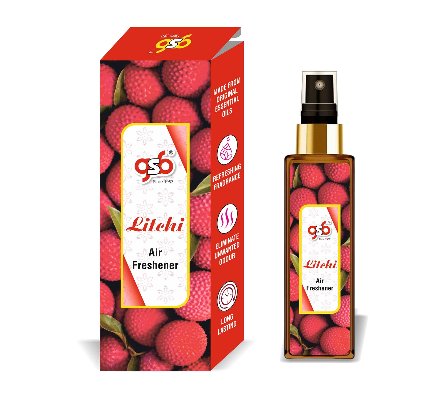 GSB Litchi Air Freshener For Fragrance at Home and Office | For Relieve Stress, Anxiety & Depression | Natural Room Spray | Long-lasting fragrance