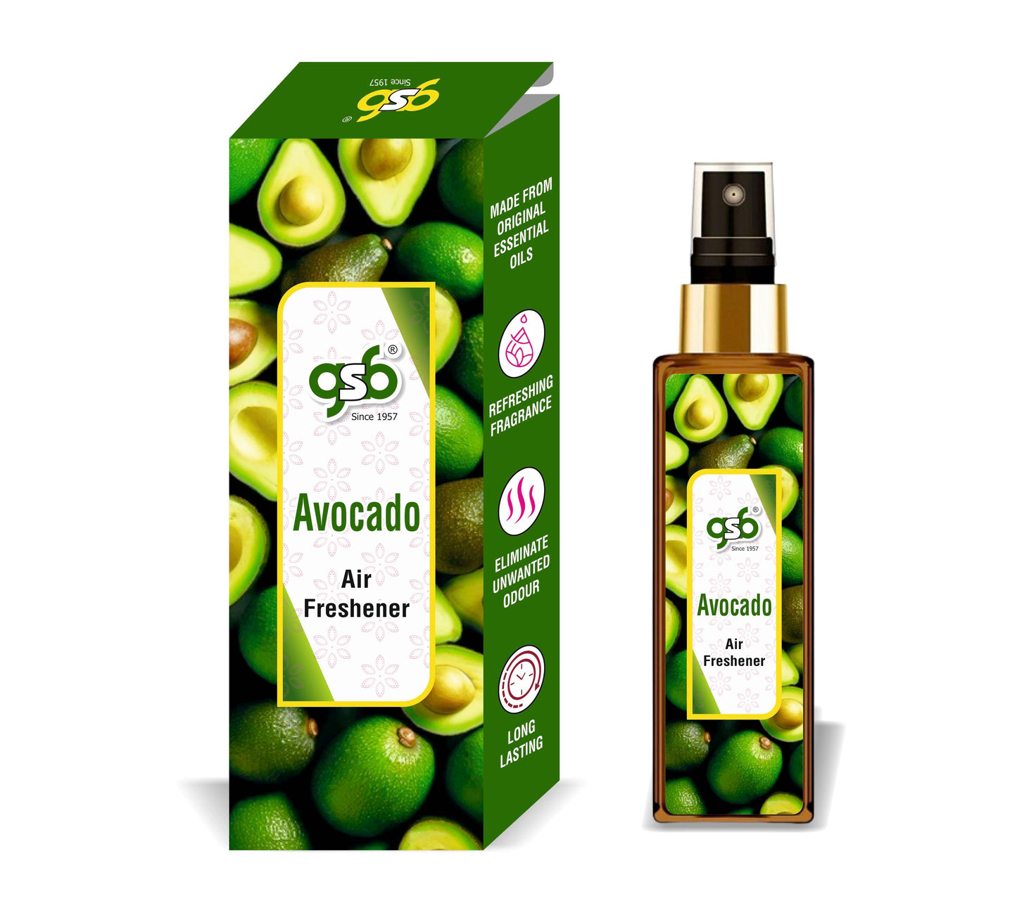 GSB Avacado Air Freshener For Fragrance at Home and Office | For Relieve Stress, Anxiety & Depression | Natural Room Spray | Long-lasting fragrance
