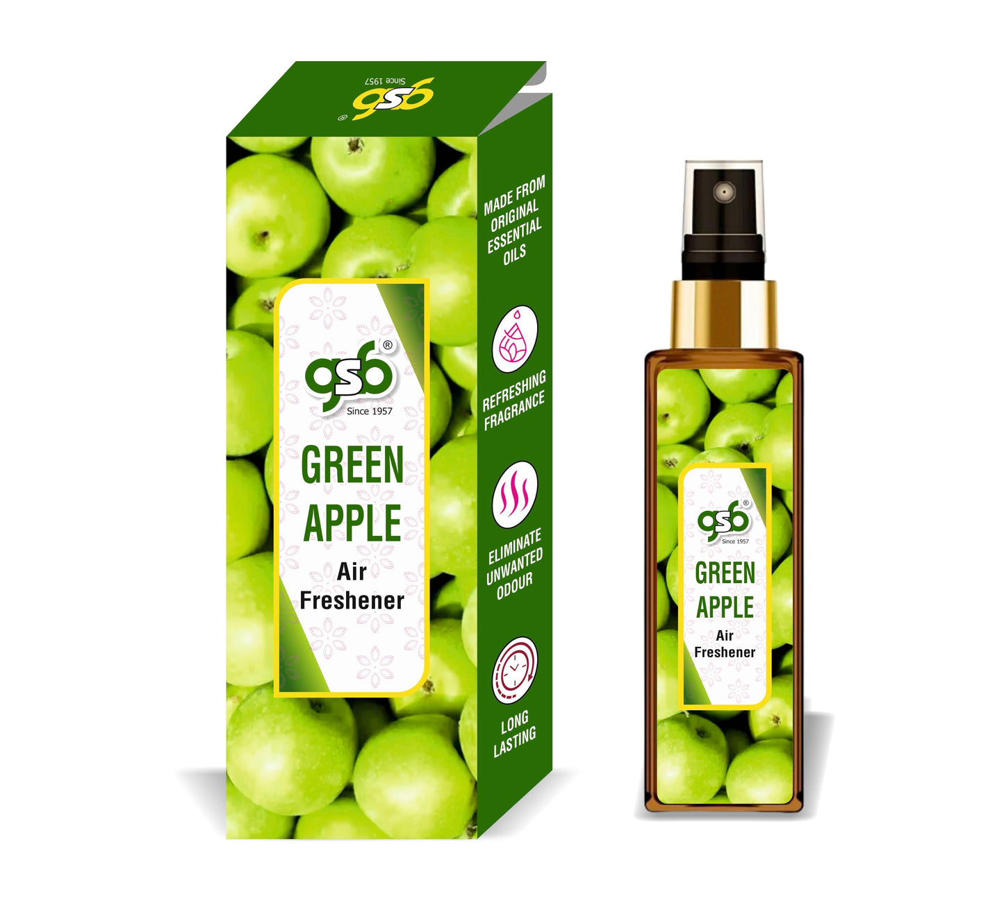 GSB Green Apple Air Freshener For Fragrance at Home and Office | For Relieve Stress, Anxiety & Depression | Natural Room Spray | Long-lasting fragrance