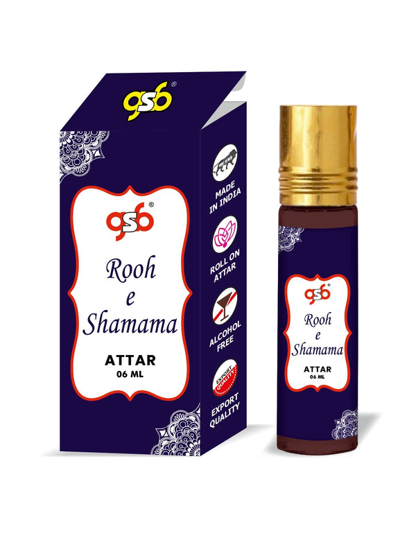 GSB Rooh E Shamama Pure Natural Attar/Itra/Perfume Roll On | Alcohol Free | Long Lasting | Undiluted | Unisex | 6 ml