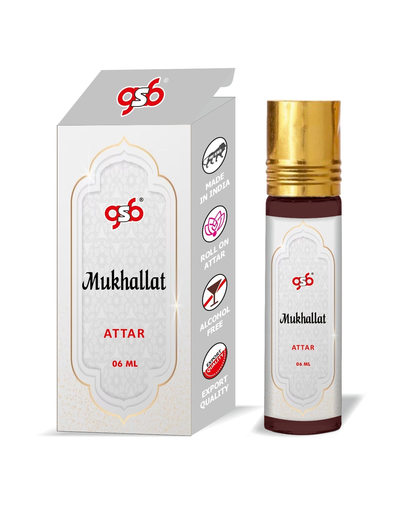 GSB Mukhallat Pure Natural Attar/Itra/Perfume Roll On | Alcohol Free | Long Lasting | Undiluted | Unisex | 6 ml