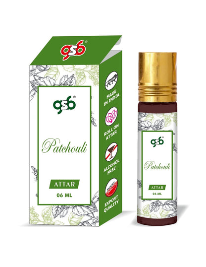 GSB Patchouli Pure Natural Attar/Itra/Perfume Roll On | Alcohol Free | Long Lasting | Undiluted | Unisex | 6 ml