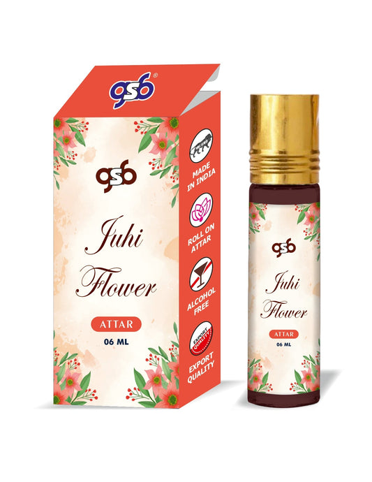 GSB Juhi Flower Pure Natural Attar/Itra/Perfume Roll On | Alcohol Free | Long Lasting | Undiluted | Unisex | 6 ml