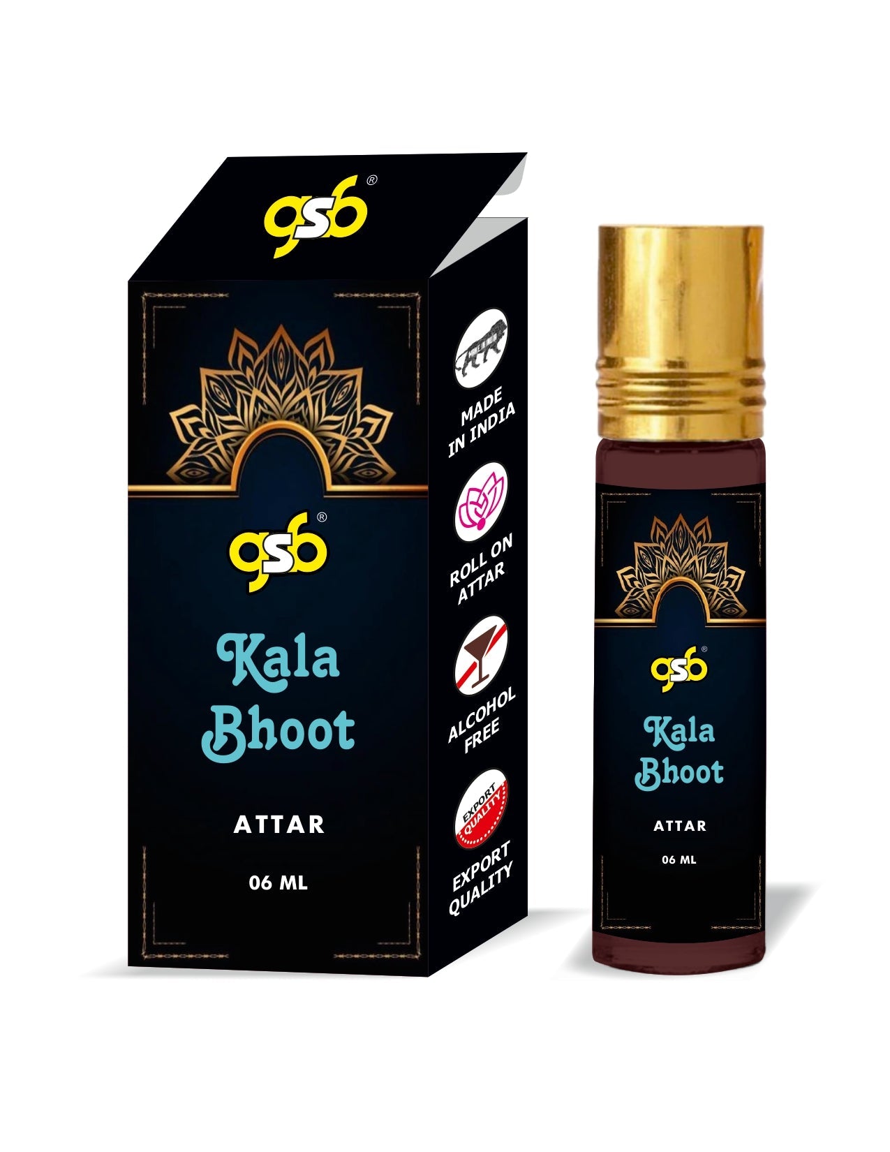 GSB Kala Bhoot Pure Natural Attar/Itra/Perfume Roll On | Alcohol Free | Long Lasting | Undiluted | Unisex | 6 ml