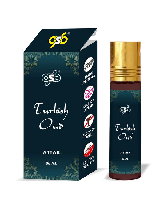 GSB Turkish Oud Pure Natural Attar/Itra/Perfume Roll On | Alcohol Free | Long Lasting | Undiluted | Unisex | 6 ml