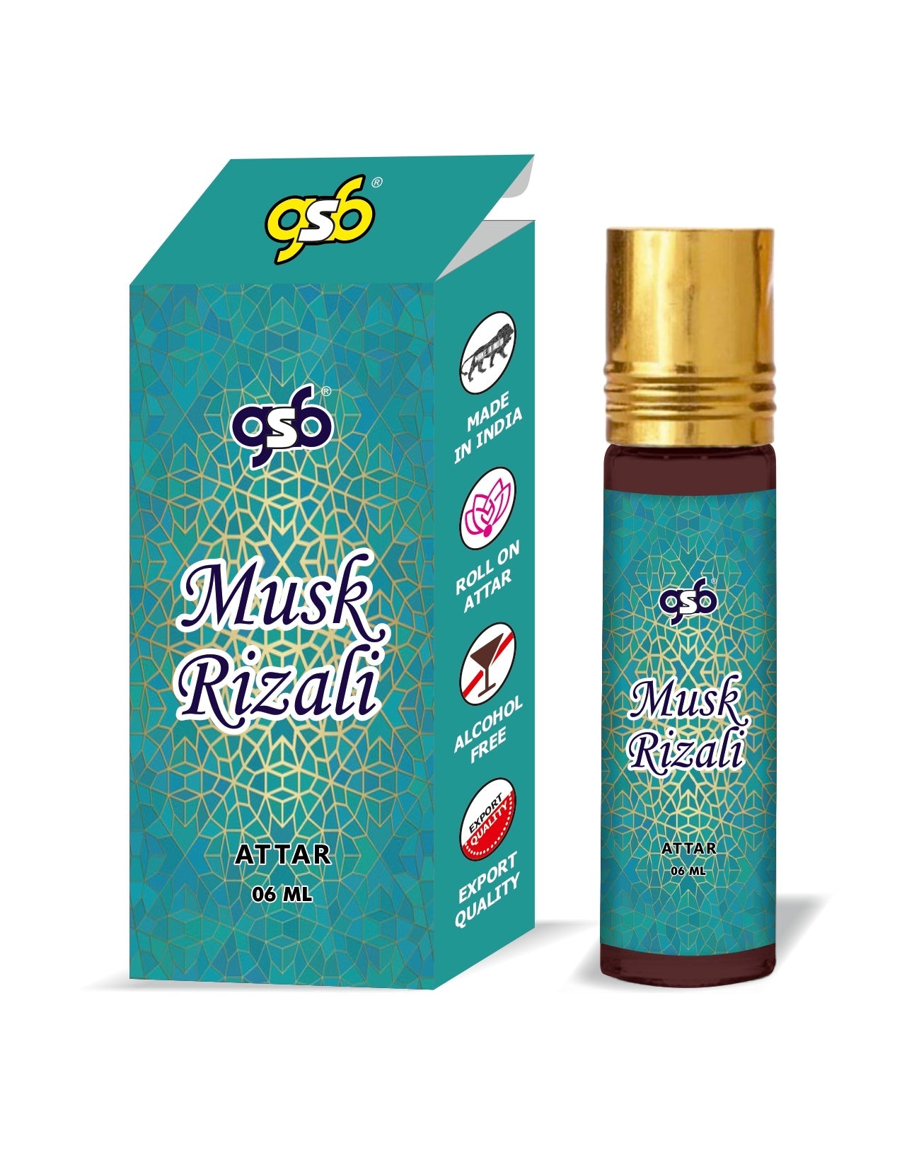 GSB Musk Rizali Pure Natural Attar/Itra/Perfume Roll On | Alcohol Free | Long Lasting | Undiluted | Unisex | 6 ml