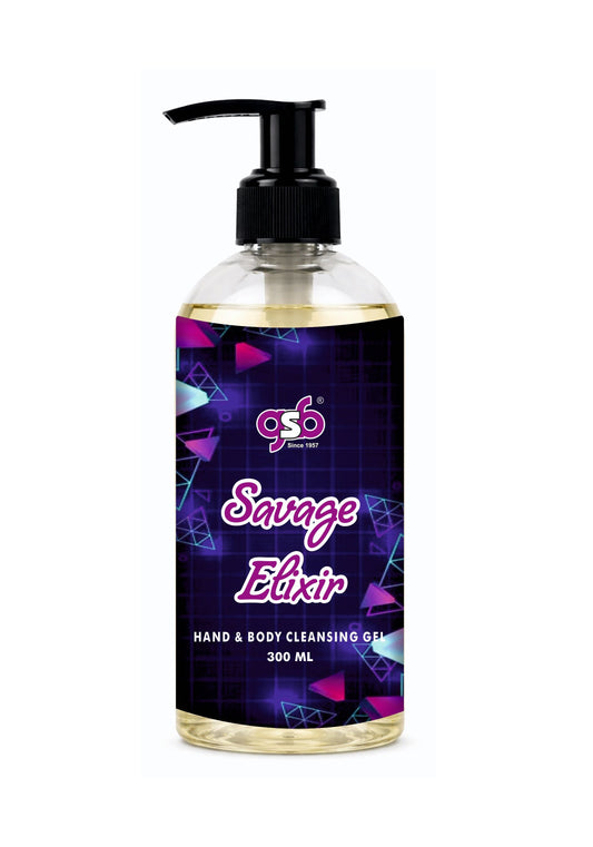 GSB Savage Elixir Hand And Body Cleansing Gel Inspired From Doir Savage Elixir | Luxury Body Wash & Shower Gel With Long Lasting Aroma | No Parabens & Silicones | 300 ml
