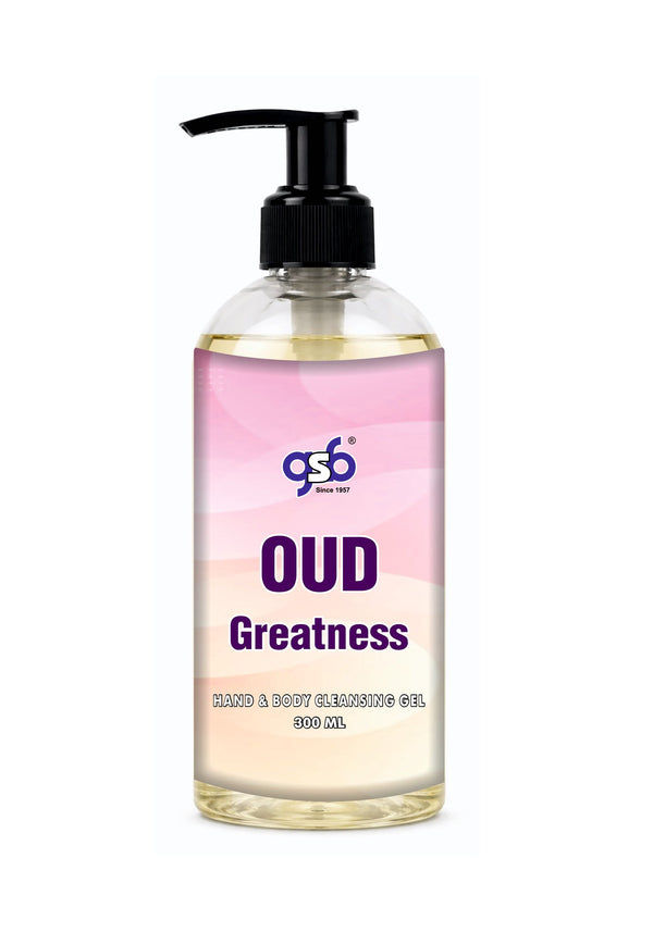 GSB Oud Greatness Hand And Body Cleansing Gel Inspired From Intio Oud For Greatness | Luxury Body Wash & Shower Gel With Long Lasting Aroma | No Parabens & Silicones | 300 ml