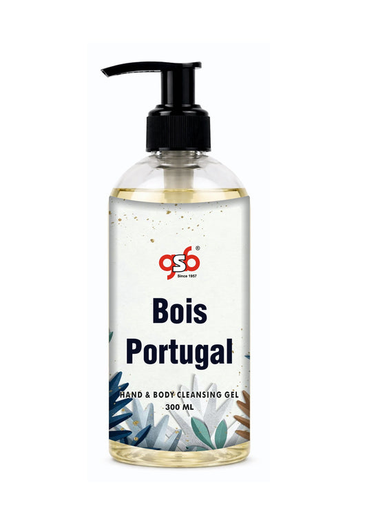 GSB Bois Portugal Hand And Body Cleansing Gel Inspired From Greed Bois Portugal | Luxury Body Wash & Shower Gel With Long Lasting Aroma | No Parabens & Silicones | 300 ml