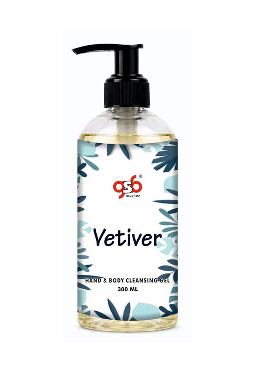 GSB Vetiver Hand And Body Cleansing Gel Inspired From Greed Vetiver | Luxury Body Wash & Shower Gel With Long Lasting Aroma | No Parabens & Silicones | 300 ml