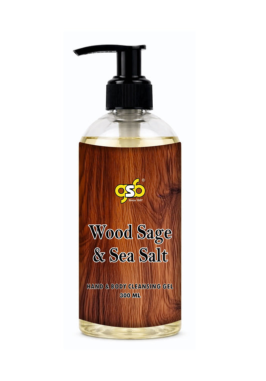 GSB Wood Sage and Sea Salt Hand And Body Cleansing Gel Inspired From Ja Milan Wood Sage and Sea Salt | Luxury Body Wash & Shower Gel With Long Lasting Aroma | No Parabens & Silicones | 300 ml