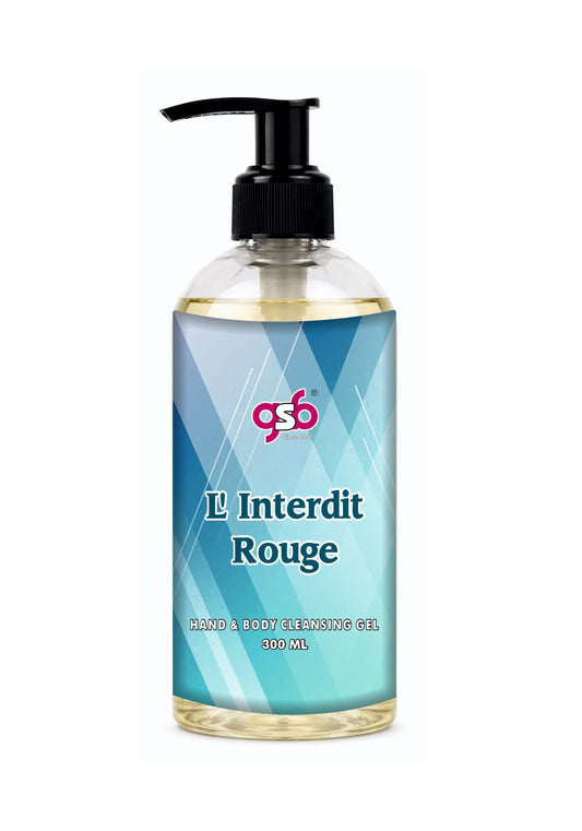 GSB  L'Interdit Rouge Hand And Body Cleansing Gel Inspired From Gvinchy  L'Interdit Rouge | Luxury Body Wash & Shower Gel With Long Lasting Aroma | No Parabens & Silicones | 300 ml