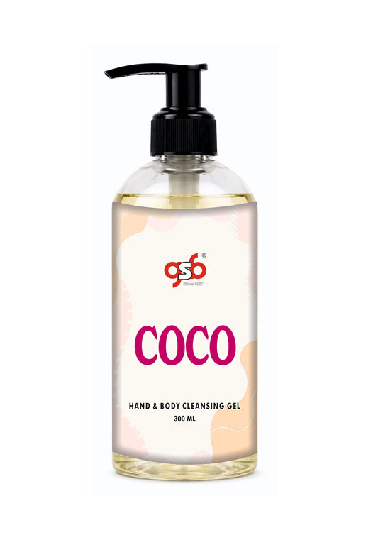GSB Coco Hand And Body Cleansing Gel Inspired From Coco Chneal | Luxury Body Wash & Shower Gel With Long Lasting Aroma | No Parabens & Silicones | 300 ml